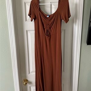Old Navy Brown Tie Front Maxi Dress